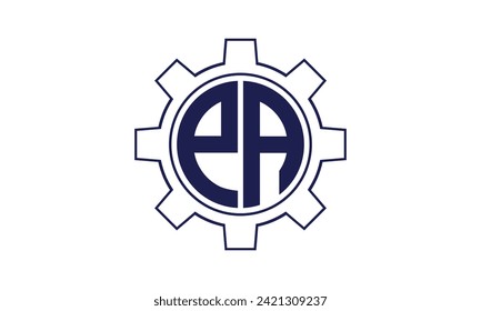 PA initial letter mechanical circle logo design vector template. industrial, engineering, servicing, word mark, letter mark, monogram, construction, business, company, corporate, commercial, geometric