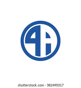 PA initial letters circle business logo blue