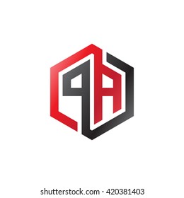 PA initial letters looping linked hexagon logo red black
