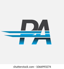 PA initial logo company name colored black and blue, Simple and Modern Logo Design.