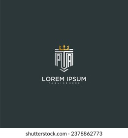 PA initial monogram for crown and shield logo design