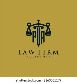 PA initial monogram for lawfirm logo with sword and scale