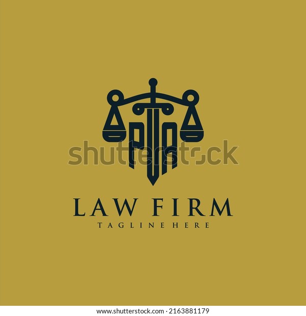 PA\
initial monogram for lawfirm logo with sword and\
scale