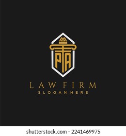 PA initial monogram logo for lawfirm with pillar in creative polygon design