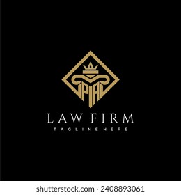 PA initial monogram logo for lawfirm with pillar in creative square design