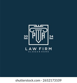 Logotipo do monograma inicial PA para escritório de advocacia com design de pilares em quadrado criativo