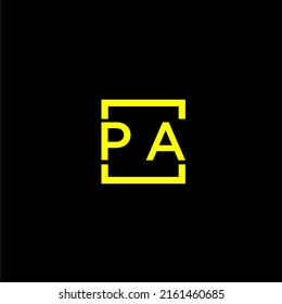 PA initial monogram logo with square style design
