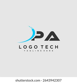 Monograma inicial de PA para design de logotipo de tecnologia