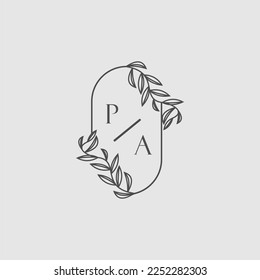 PA initial monogram wedding with creative oval line