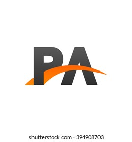 PA initial overlapping swoosh letter logo black orange