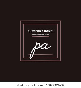 PA initial signature logo. handwriting logo template vector,