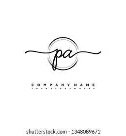 PA initial signature logo. handwriting logo template vector,