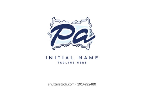 Iniciales PA, vector de logotipo de escritura a mano