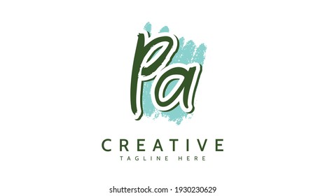 Iniciales PA, vector de logotipo de escritura a mano