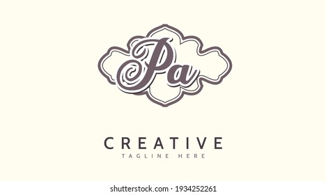 Iniciales PA, vector de logotipo de escritura a mano