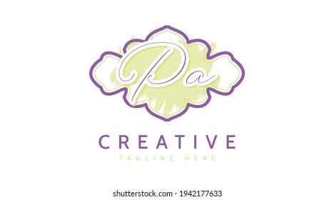 PA Initials, handwriting logo vector