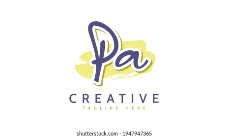 PA Initials, handwriting logo vector