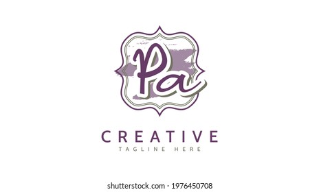 PA Initials, handwriting logo vector