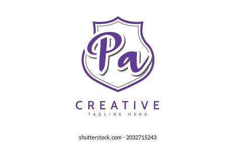 PA-Initialen, Logo für Handschriften, Vektorgrafik