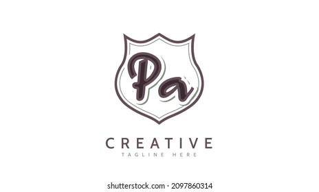 Pa Initials, handwriting logo vector