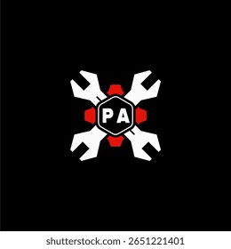 PA Iniciais Vektor Stok Otomotif Logo Design