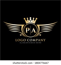 PA Letter Initial with Royal Wing Logo Template.
