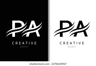 Das Logo-Design von PA Letter mit Hintergrund und dem Creative Company-Logo. Modern Lettering Fashion Design. Vektorgrafik