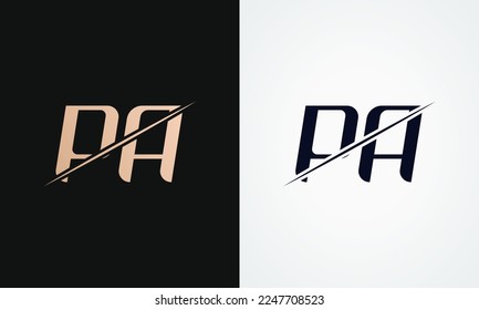 Pa Letter Logo Design Vectorvorlage. Logo-Design mit schwarzem Buchstaben und Gold