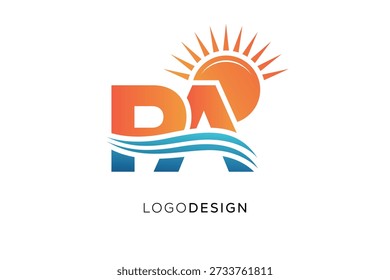 PA-Buchstabe Logo Monogramm Sun Wave Modernes Branding-Design