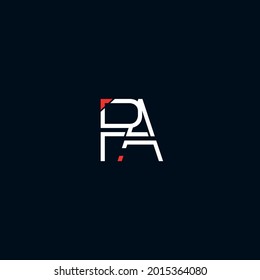 PA-Buchstaben minimales Logo, Vektordesign in Weiß und Rot
