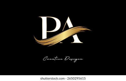 PA Letter Monogram Logo – Elegant Gold Brush Stroke Letter mark for Luxury Branding, Fashion, Boutique  Premium Identity Design
