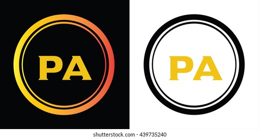PA letters icon design template elements in abstract background logo, design identity in circle, alphabet letter