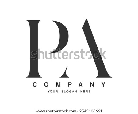 PA logo design. Initial letter p and a serif font style. Creative classic company name typography. Trendy logotype or identity. Vector illustration.