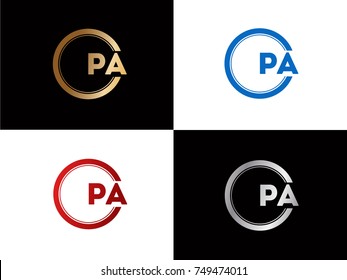 PA Logo. Letter Design Vector with Red and Black Gold Silver Colors