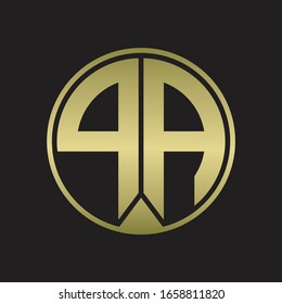 PA-Logo-Monogramm-Kreis mit Stück-Band-Stil auf Golden-Farben