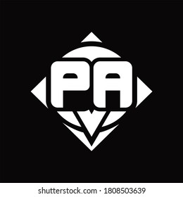 PA Logo monogram with circle shape and square rotate rounded design template on black background