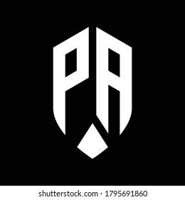monograma del logotipo de pa con plantilla de diseño de estilo de escudo de emblema