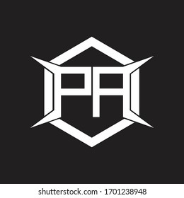 Monograma de logotipo PA con modelo hexagonal y de cuatro ejes