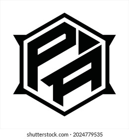 PA Logo monogram with hexagon and sharp shape design template