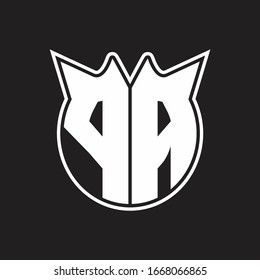 PA-Logo-Monogramm mit Hornformdesign einzeln auf schwarzem Hintergrund
