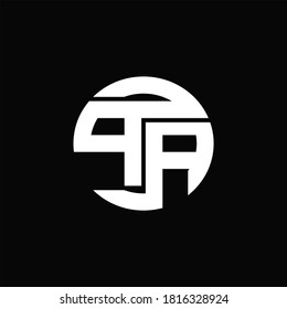 Monograma del logotipo PA con plantilla de diseño de banda de línea redondeada sobre fondo negro