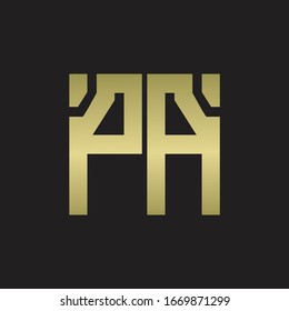 Logotipo PA con plantilla de diseño de forma escamosa con colores dorados