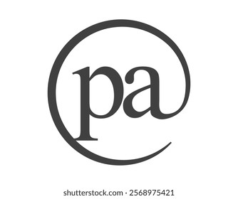 PA logo from two letter with circle shape email sign style. P and A round logotype of business company for brand identity.