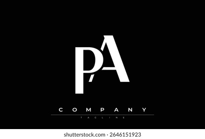 PA Modern Initials Logo Design. Logotipo de marca com iniciais estilizadas apresentando design arrojado e estética moderna. Ideal para profissionais de marca de negócios ou projetos criativos com foco em minimalista