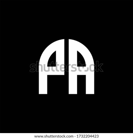 PA monogram logo with curve shape design template isolated on black background