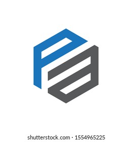 PA monogram style vector logo design with blue and gray
