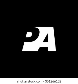 PA negative space letter logo black background