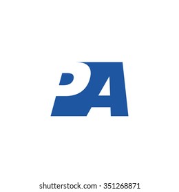 PA negative space letter logo blue