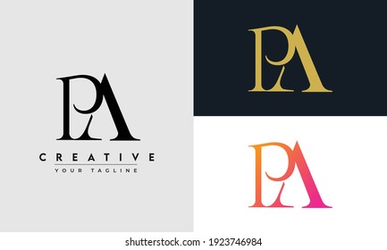 pa or p, a abstract art alphabet letter icon monogram logo. modern initial based pa logo design vector