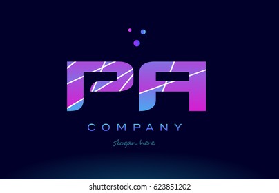 pa p a  creative color blue background pink purple magenta alphabet letter company logo vector icon